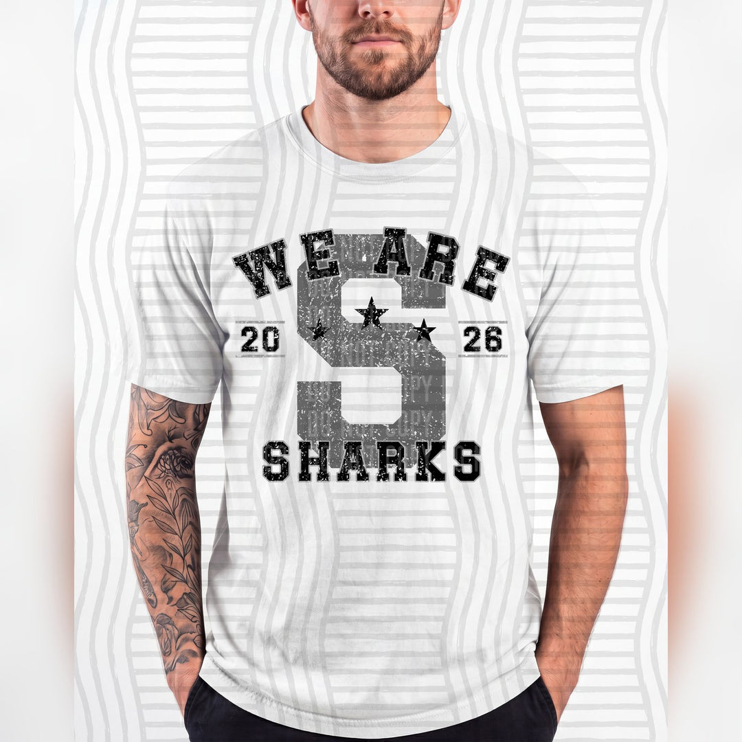 Sharks Varsity Initials Mascots DTF transfer