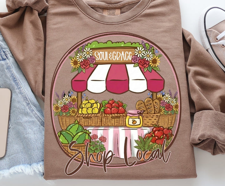 Shop Local Farmers Market DTF transfer design