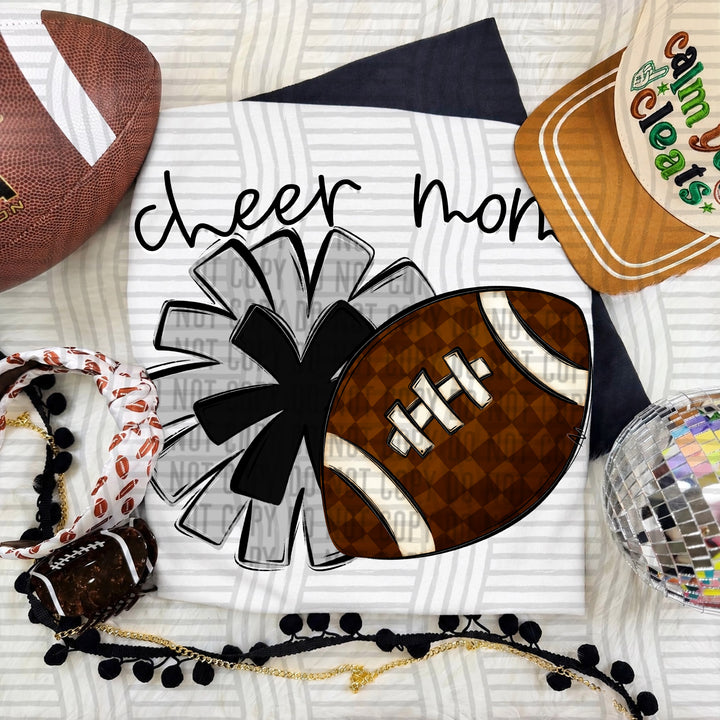 Cheer Mom DTF transfer in Silver & Black
