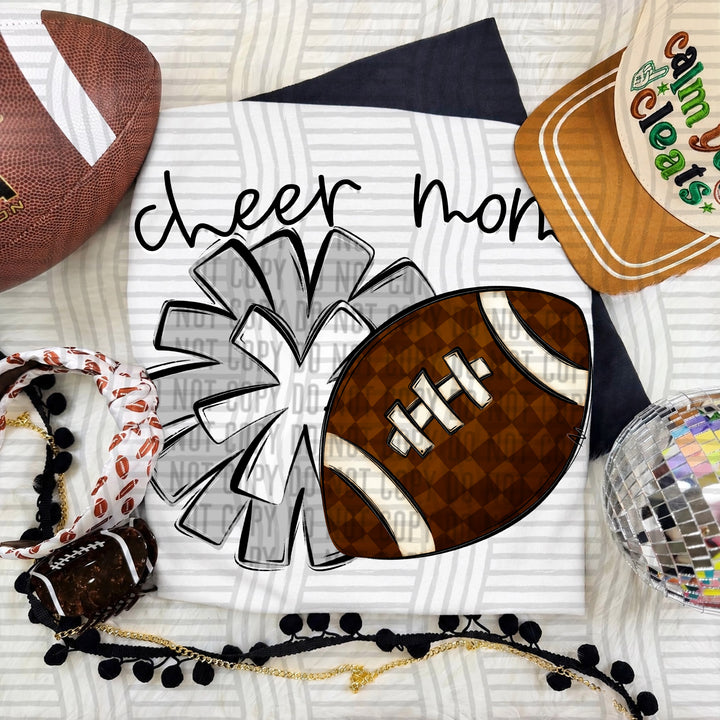 Cheer Mom DTF transfer in Silver & White