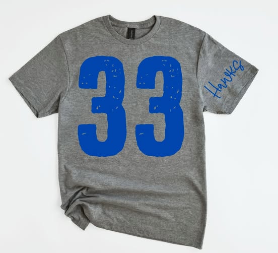 Single Color Number + Sleeve Design DTF transfer design