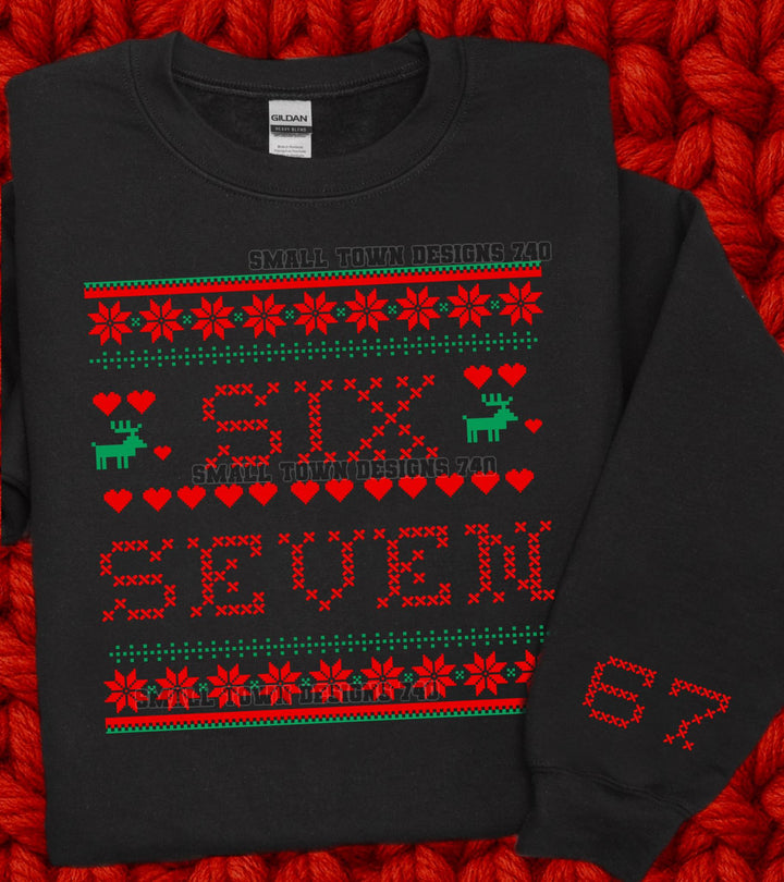 Six Seven Ugly Christmas Sweater Sleeve