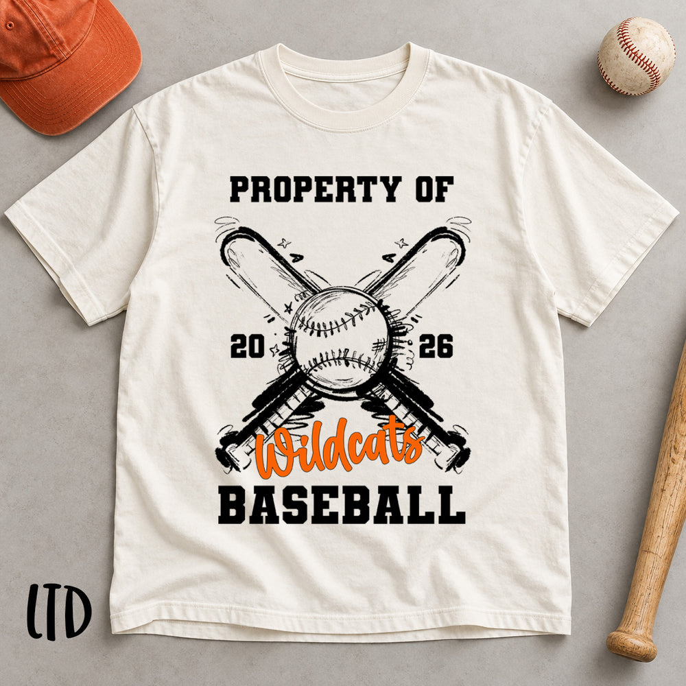 Sketchy Baseball Crossed Bats and Ball customizable DTF transfer mockup with varsity words