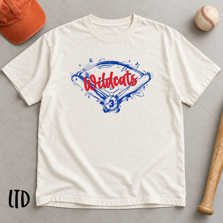 Sketchy Baseball Field with Bats Ball customizable DTF transfer mockup with script team name