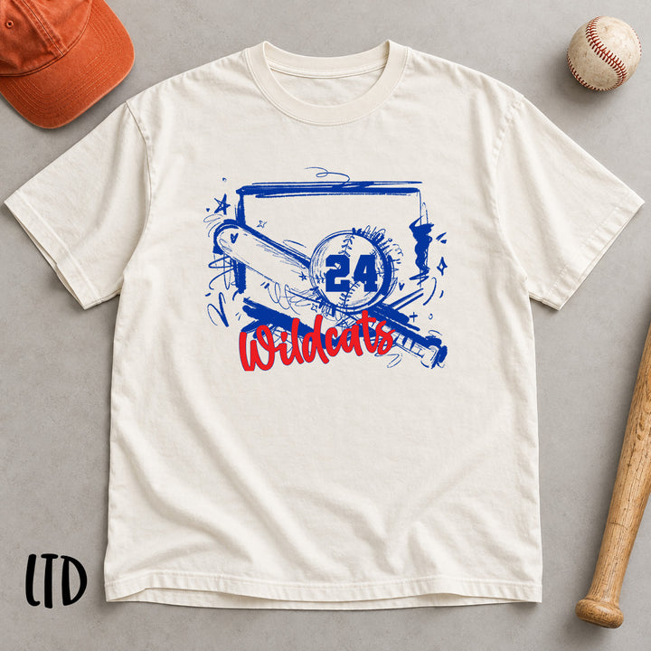 Sketchy Baseball Homeplate Bat Ball customizable DTF transfer mockup with script team name