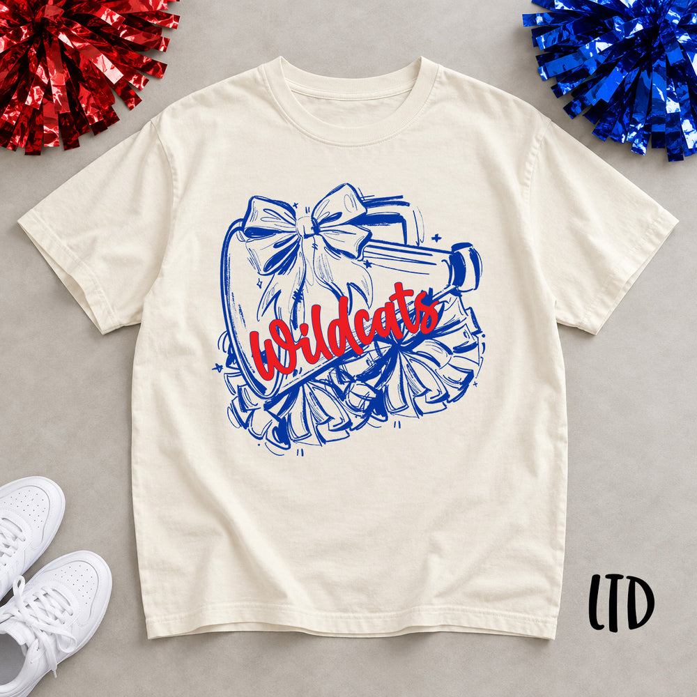 Sketchy Cheer Megaphone and Bow customizable DTF transfer mockup