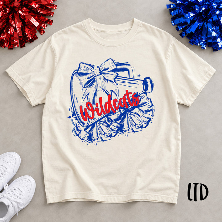 Sketchy Cheer Megaphone and Bow customizable DTF transfer mockup