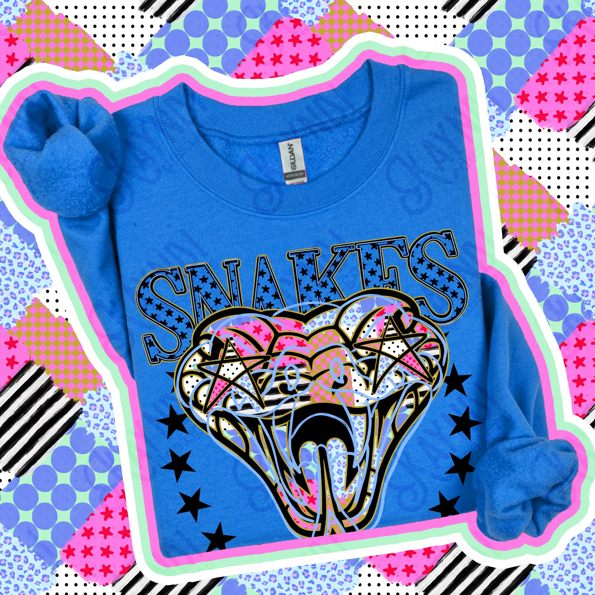 Patchwork Varsity Stars Mascots Snakes design