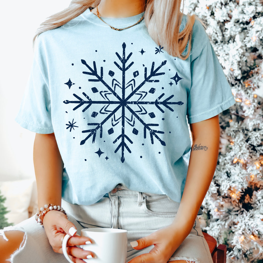 Sketched Snowflake (Navy) DTF transfer – mockup