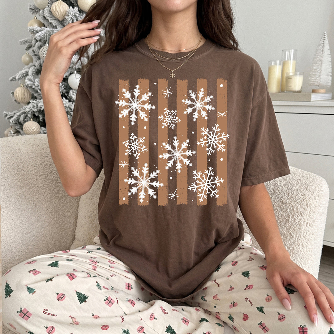 Snowflake Stripes (Brown) DTF transfer – mockup