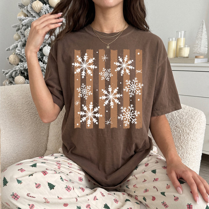 Snowflake Stripes (Brown) DTF transfer – mockup