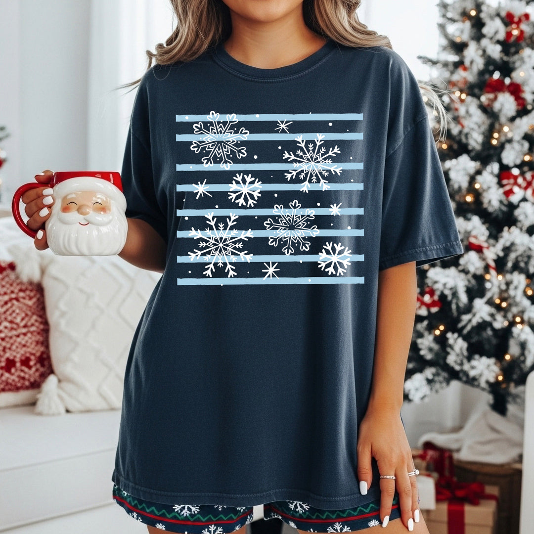 Snowflake Stripes (Light Blue) DTF transfer – mockup