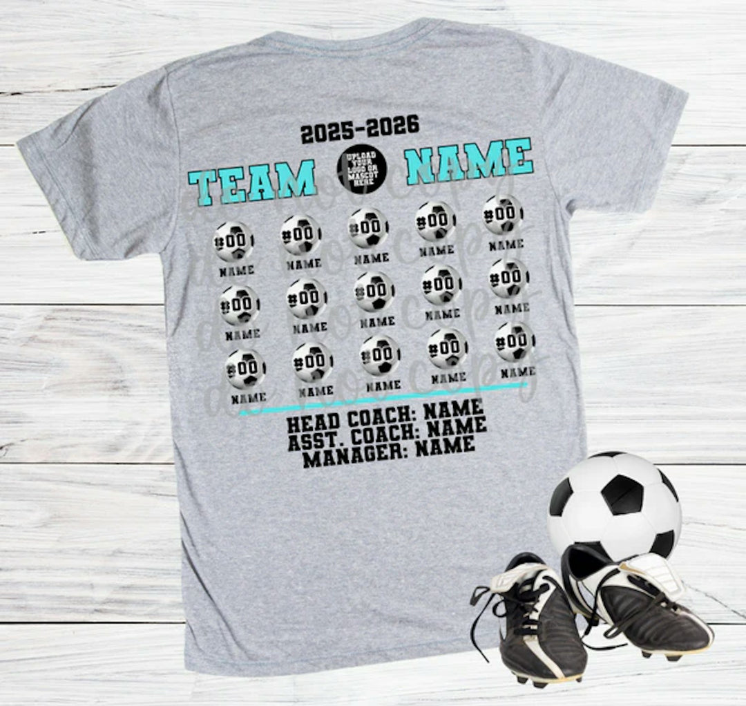 Soccer Team Roster customizable DTF transfer mockup