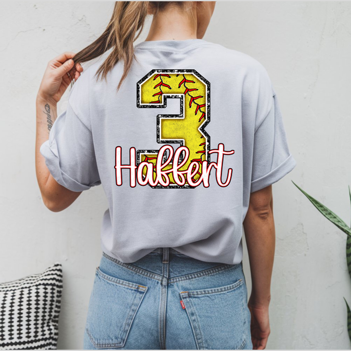 Softball Number + Name – DTF Transfer