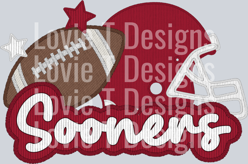Sooners Helmet and Football Faux Applique