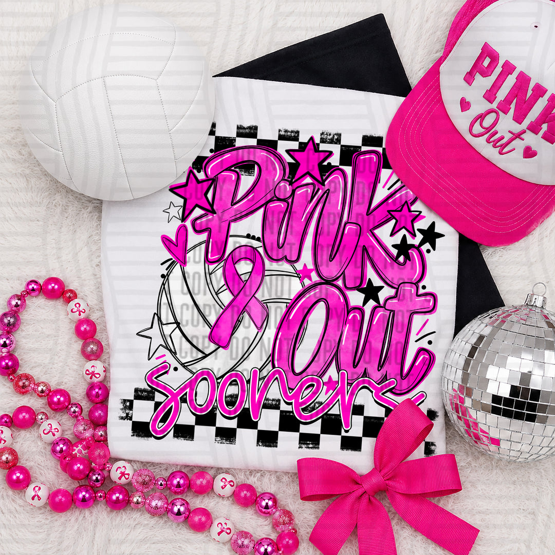 Sooners Pink Out Volleyball mascot DTF transfer