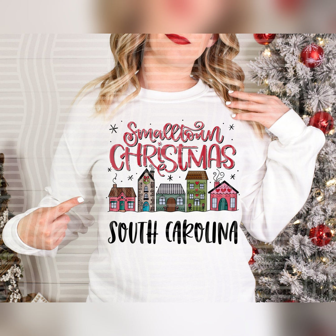 South Carolina Smalltown Christmas States DTF transfer