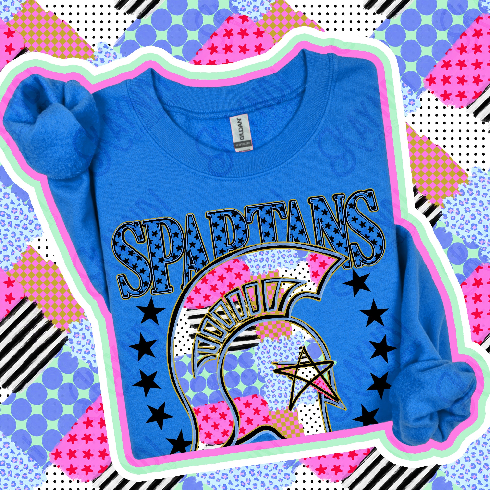 Patchwork Varsity Stars Mascots Spartans 2 design