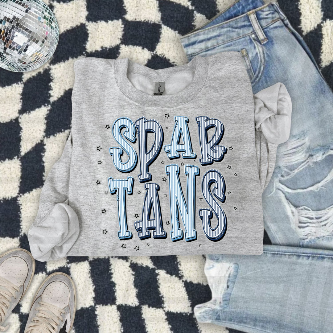 Spartans Columbia Blue & Navy Seersucker Chic Two Color DTF transfer mockup