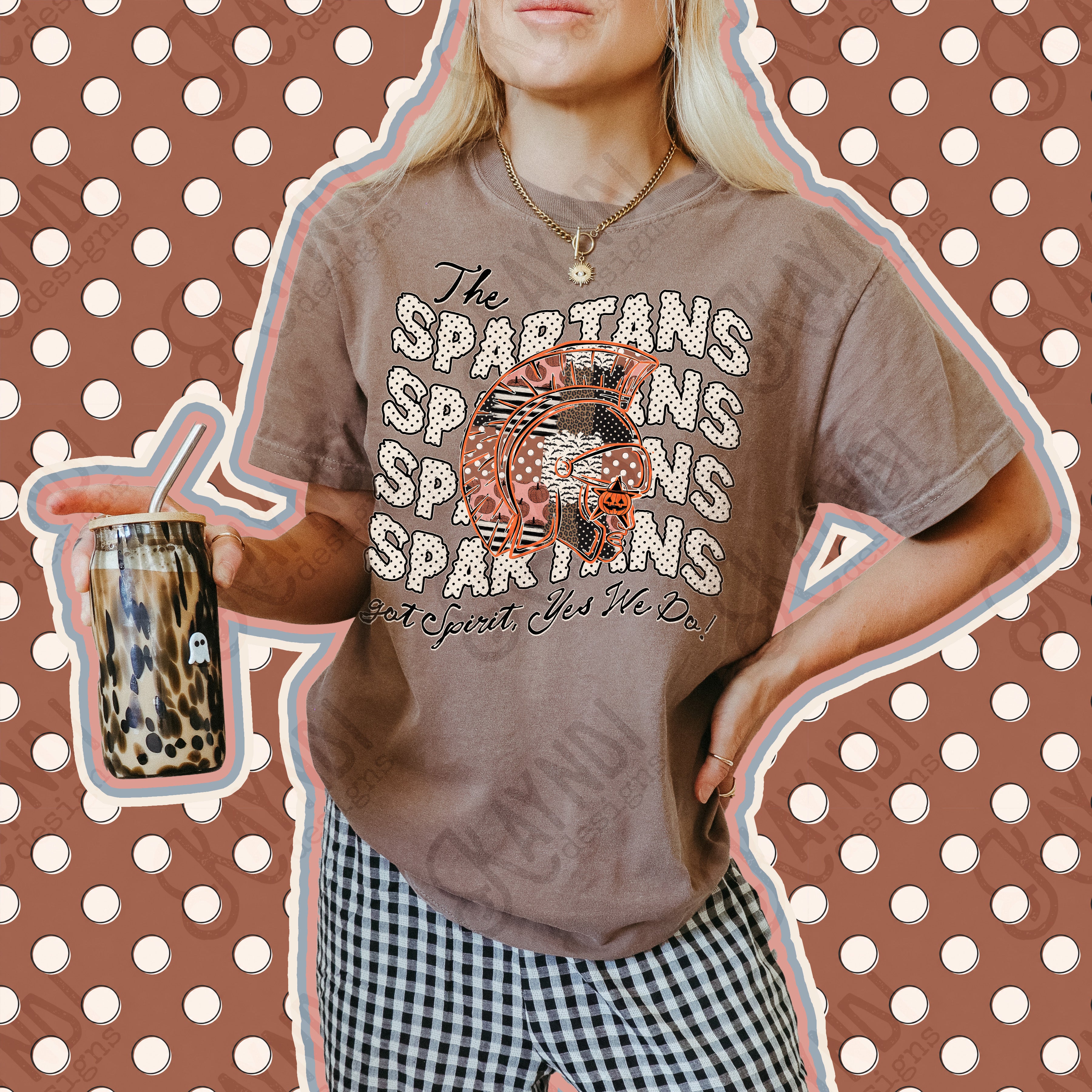 Patchwork Pumpkin Spirit Mascots Spartans design
