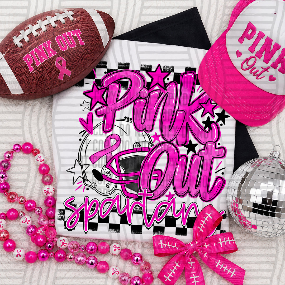 Spartans Pink Out Helmet mascot DTF transfer