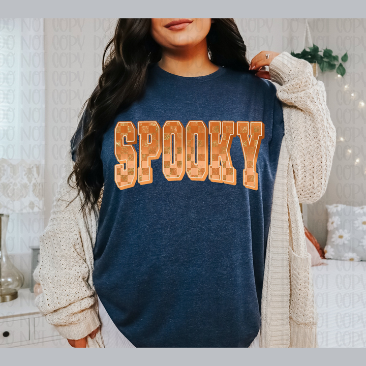 Spooky Varsity Arched Orange – DTF Transfer