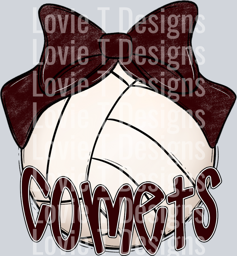 Sport Bow VOLLEYBALL COMETS MAROON