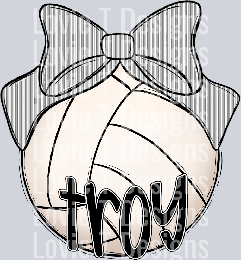 Sport Bow Volleyball Grey Seersucker Troy