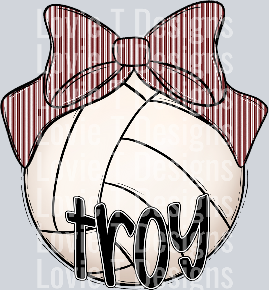 Sport Bow Volleyball Maroon Seersucker Troy