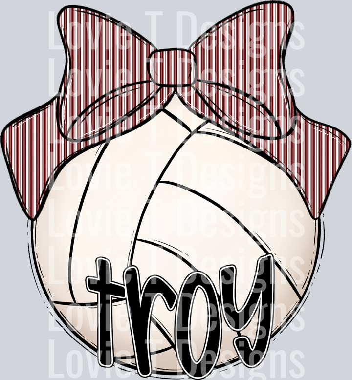 Sport Bow Volleyball Maroon Seersucker Troy