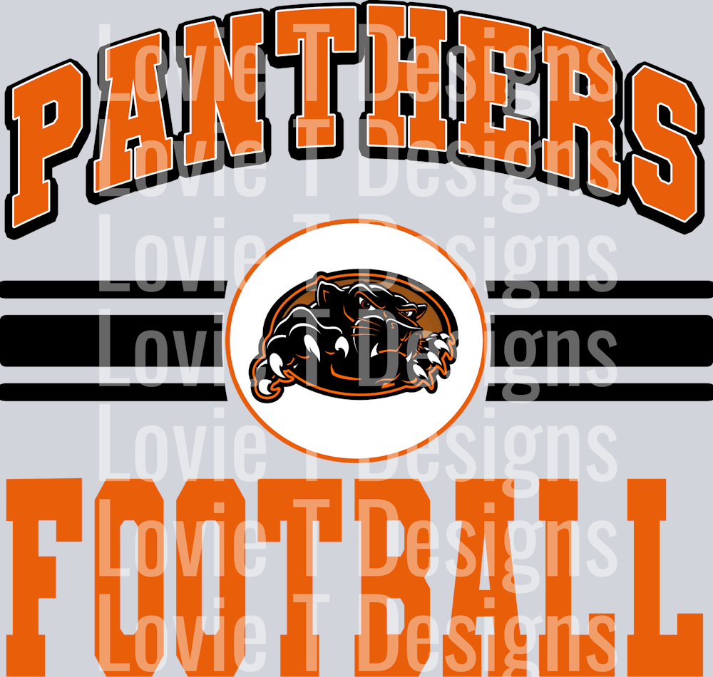 Sport Stripe Emblem PANTHERS FOOTBALL ORANGE AND BLACK