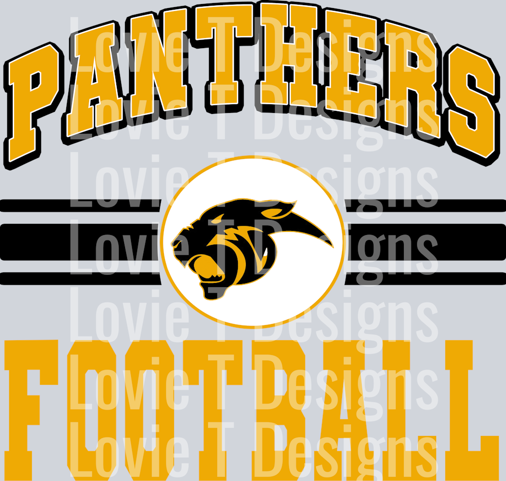 Sport Stripe Emblem PANTHERS FOOTBALL ORANGE AND GOLD