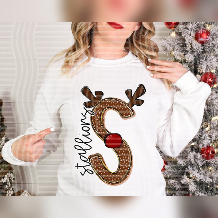 Stallions Deer Antler Initial Mascots DTF transfer
