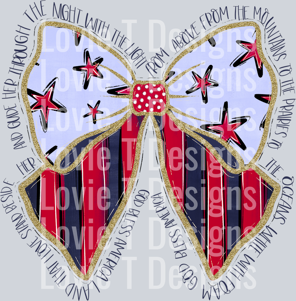 STARS AND STRIPES BOW with WORDS