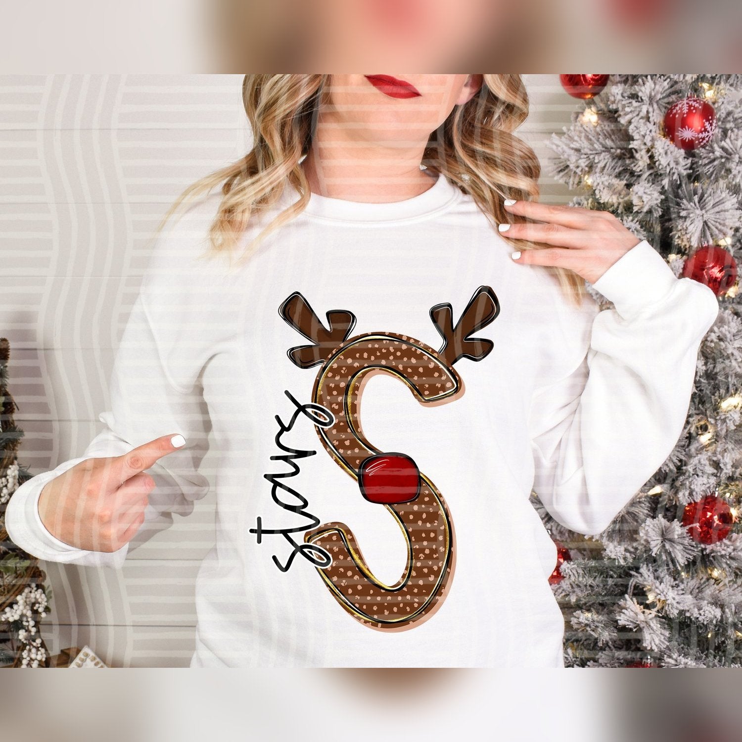 Deer Antler Initial Mascots Stars design