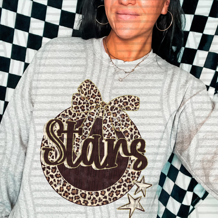 Stars Leopard Round mascot DTF transfer