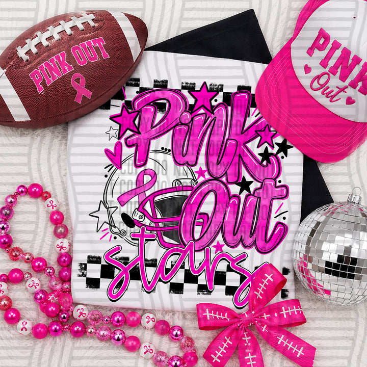 Stars Pink Out Helmet mascot DTF transfer