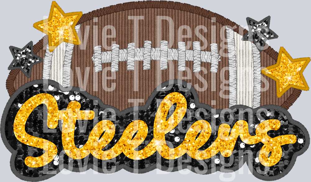 Steelers Football Faux Applique