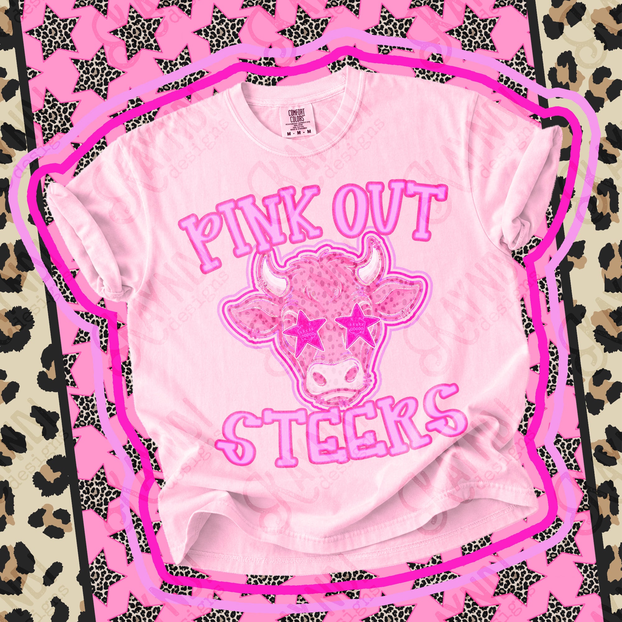 Pink Out Mascots Steers mockup