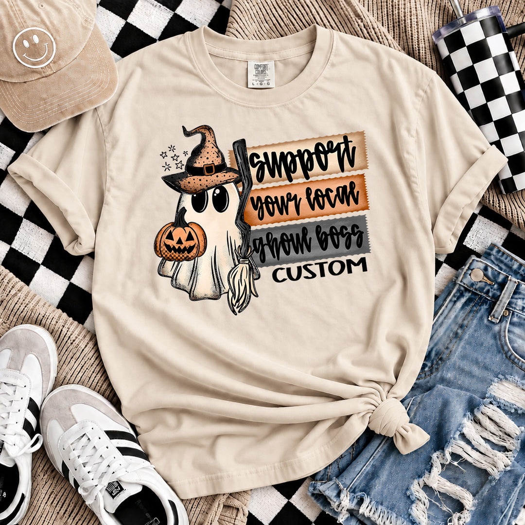 Support Your Local Ghoul Boss custom name DTF transfer mockup