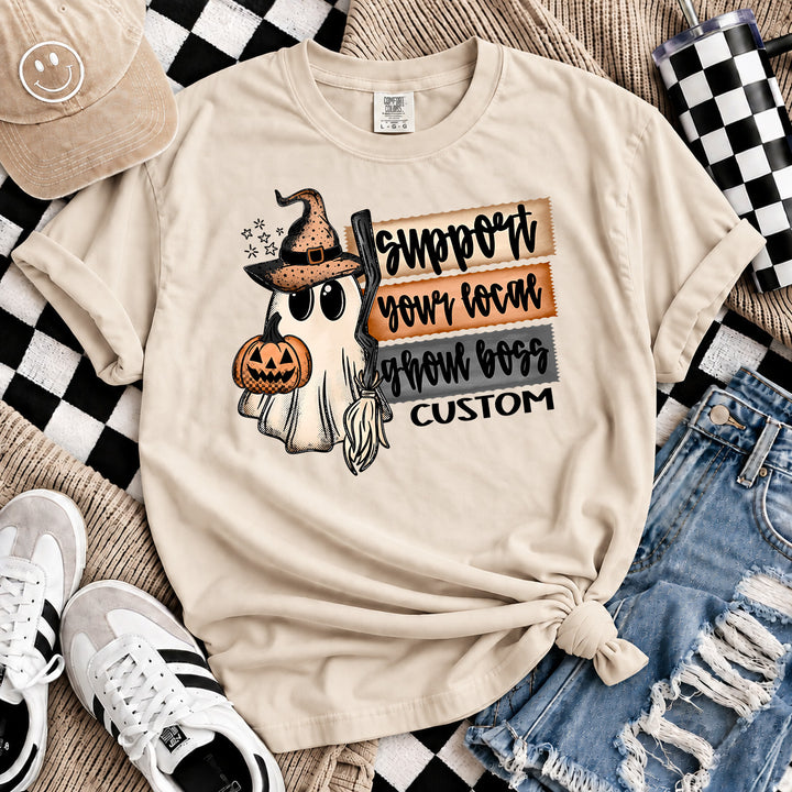 Support Your Local Ghoul Boss custom name DTF transfer mockup