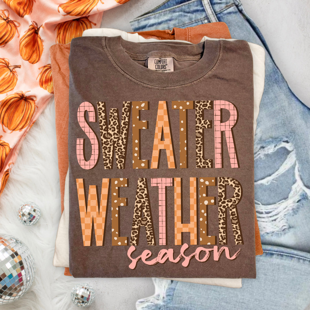 Sweater Weather Season (Leopard & Plaid) DTF transfer – mockup