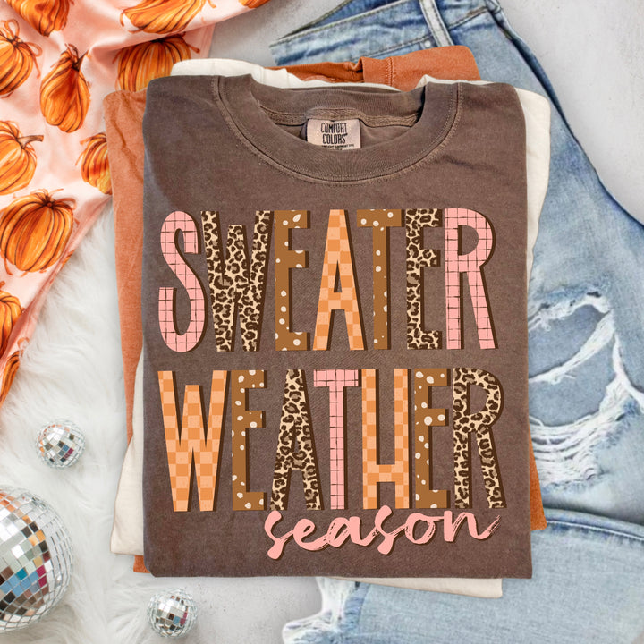 Sweater Weather Season (Leopard & Plaid) DTF transfer – mockup