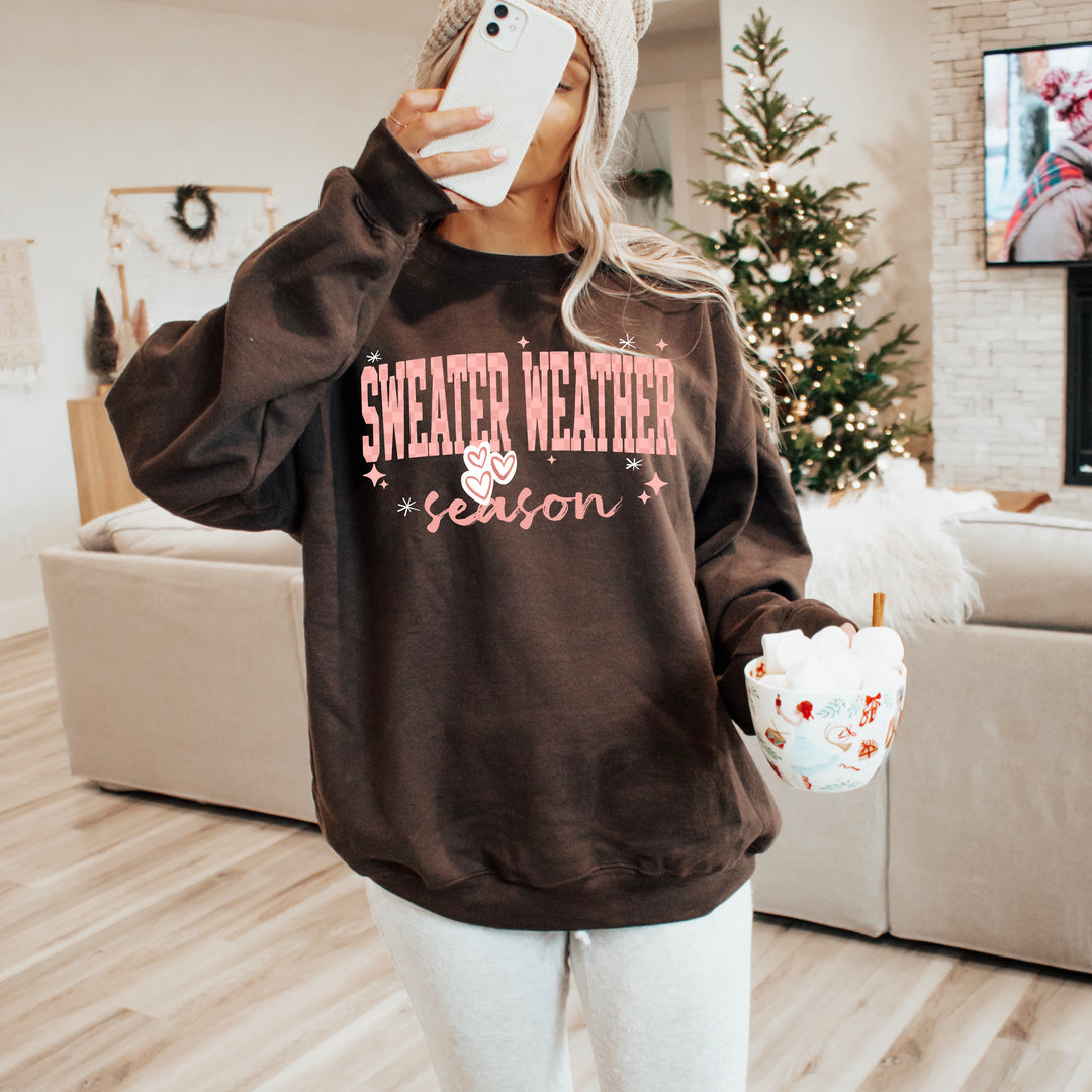 Sweater Weather Season (Pink Checkered) DTF transfer – mockup