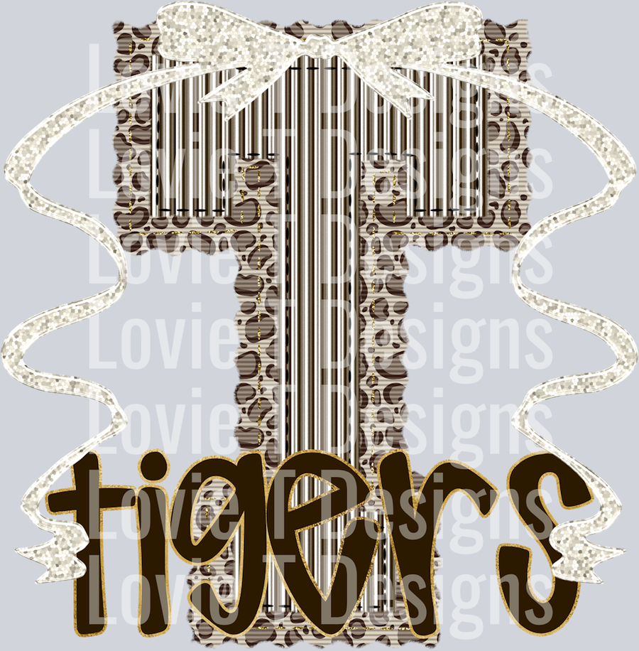 T TIGERS SMALL LEOPARD WITH BROWN TOP AND BOW