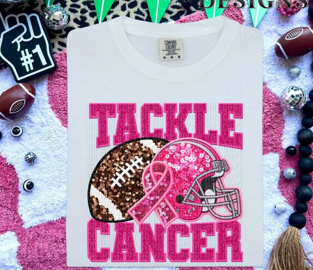 TACKLE CANCER FAUX EMB