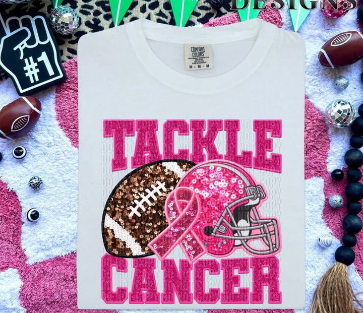 TACKLE CANCER FAUX EMB