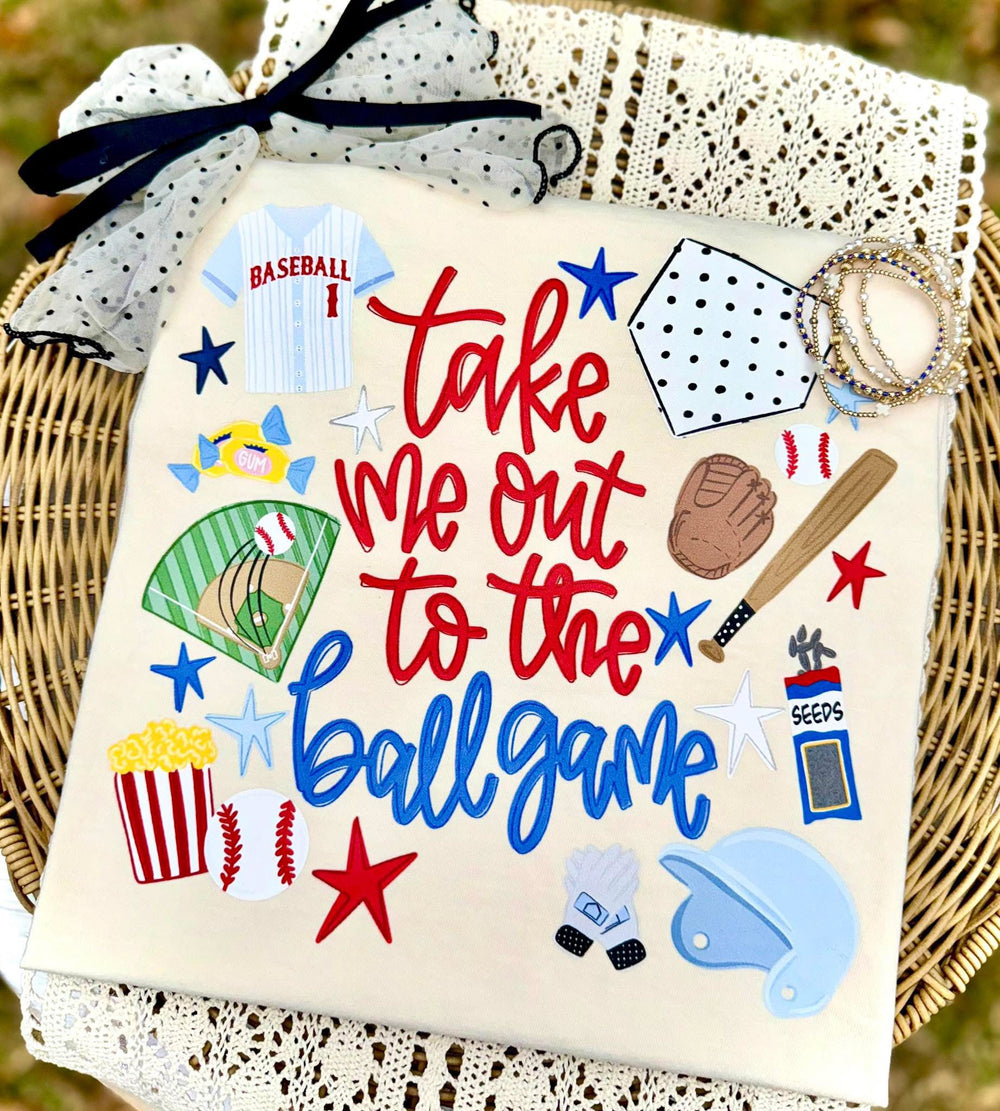 Take Me Out Ball Game Baseball DTF transfer design