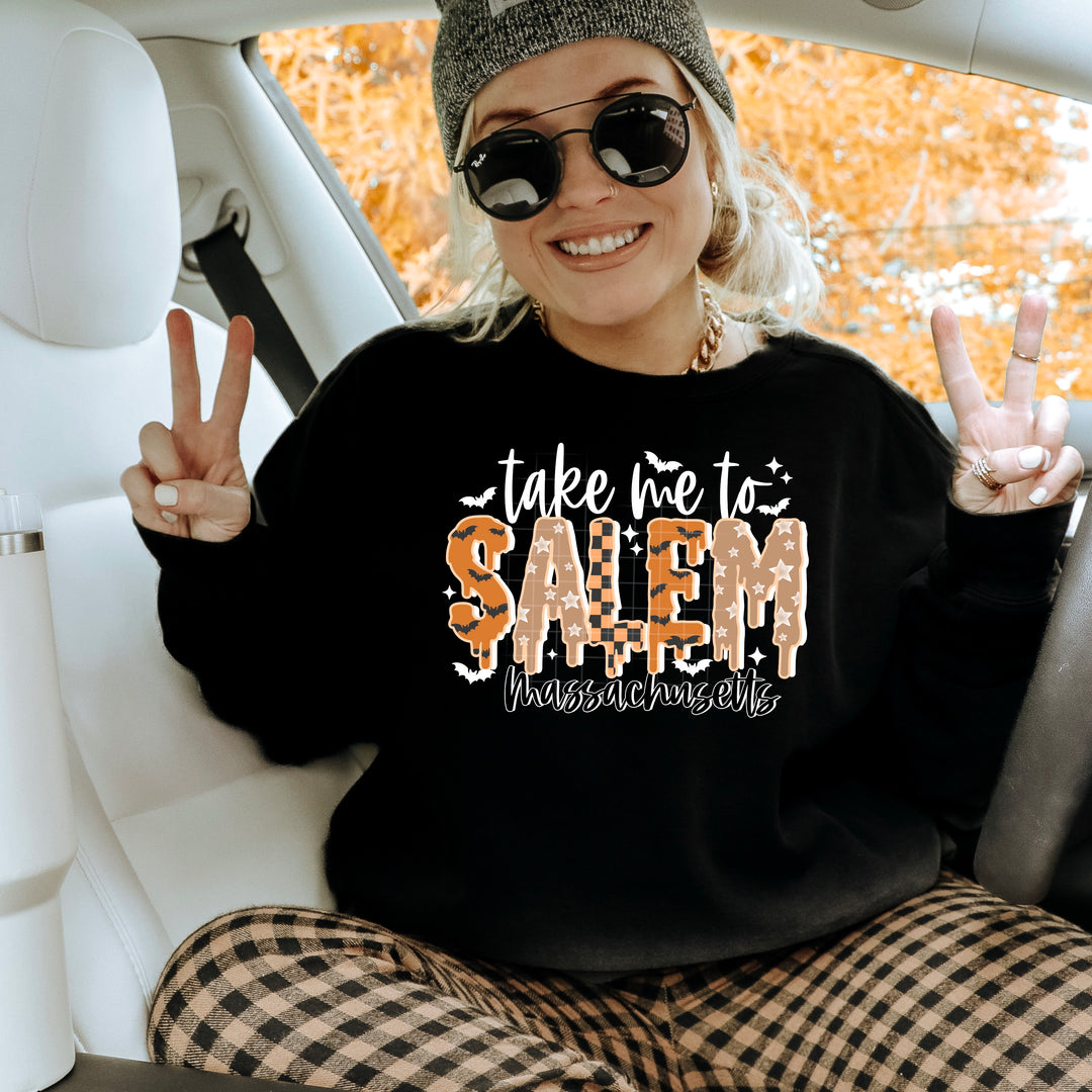 Take Me to Salem Massachusetts White Words DTF transfer design – image 1