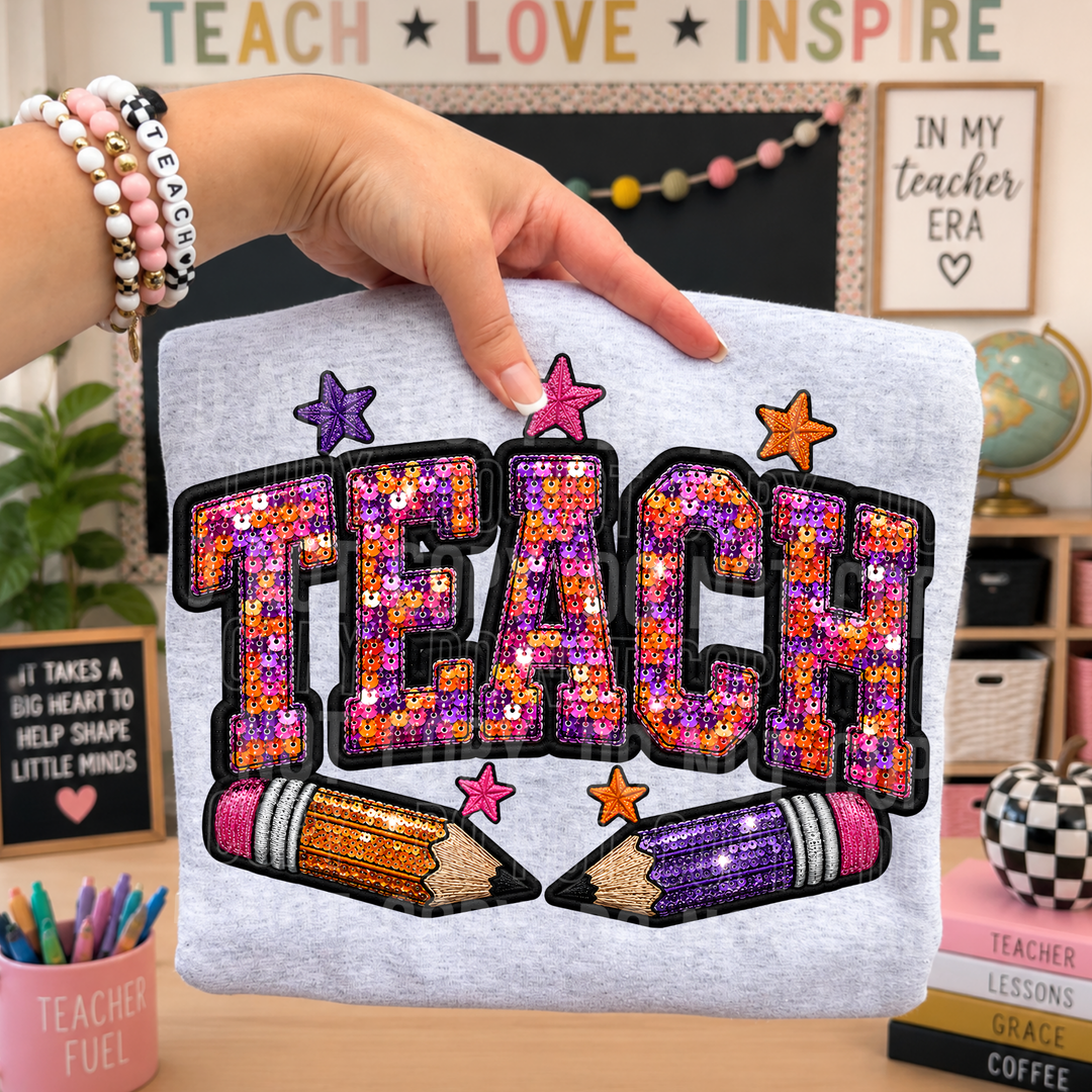 TEACH FAUX SEQUIN mockup